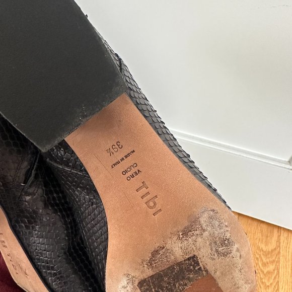 Tibi Wyatt Ankle Boots Black Snake Embossed Cowhide Leather Block Heels 39.5 - Picture 9 of 9